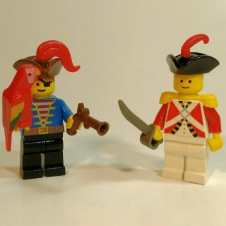 Lego Vintage 1990s Pirate Soldier 2 Minifigs And Weapons Parrot Islander