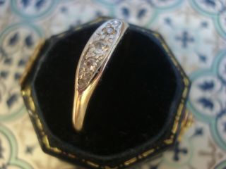 & Fine Antique Art Deco:5 Sparkling Old Cut Diamonds Set 9ct Gold Ring