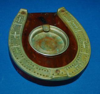 A Lovely Horseshoe Shaped Cribbage Board With Central Dish,  Antique,  Victorian