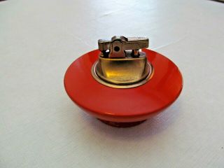 Vtg Mcm Orange Enamel Brass Table Torch Lighter Modern