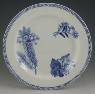 Antique Pottery Pearlware Blue Transfer Wedgwood Botanical Plates 1830 X 4