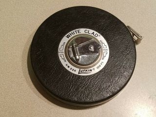 Vintage The Lufkin Rule Company White Clad Steel Tape Measure 100 Ft Hw226