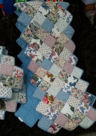 Victorian Impressions Quilted Pastel Cotton Table Runner 7 Placemats Vintage