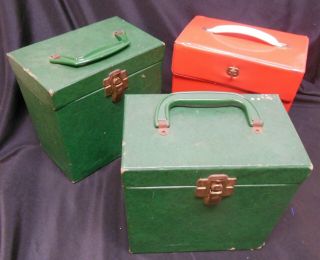 3 Vintage 45 Rpm Platter Pak 50 Record Filing Carrying Cases