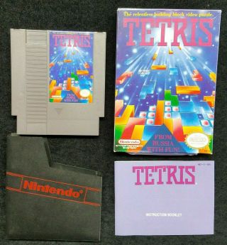 Tetris Cib Complete Nintendo Nes Video Game Vintage Box & Instruction Book