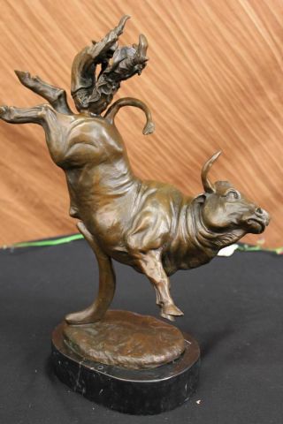 Vintage Bronze Fredric Remington Sculpture " The Bucking Cowboy " Full Size Statue