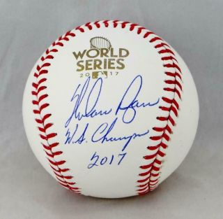 Nolan Ryan Autographed World Series Baseball W/ Ws Champs 2017 - Jsa Auth 7848