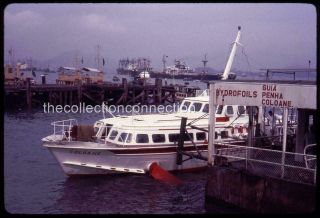 Vtg 1960s 35mm Slide Hong Kong Dockside View Boats Ships In Harbor 1966 K28