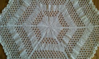 Vintage 30 " Hand Crocheted White Centerpiece Doily Or Table Topper