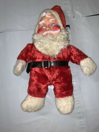 Vintage Plush Santa With Rubber Face - 17inch