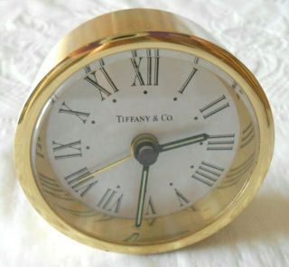 Vintage Tiffany & Co.  Round Brass Desk Alarm Travel Clock - Swiss Made