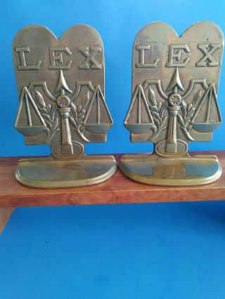 Solid Brass Vintage Bookends Scale Of Justice Lex Lawyer