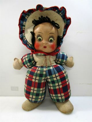 Vintage / Antique 18 " Oil - Cloth Mask - Face Cloth Doll With Googley Eyes