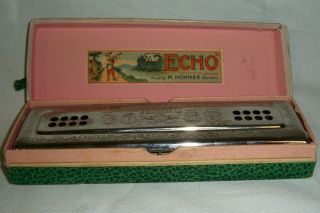 Vintage M Hohner Echo Glockenreine Stim Mung Double Sided Harmonica Nr