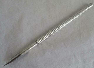 Fabulous Antique Silver Dip Pen Lovely Twisted Stem Pattern H/mark Chester 1894