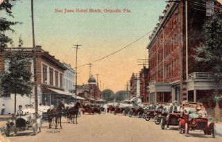 Orlando Florida Street Scene San Juan Hotel Block Vintage Pc Cc821