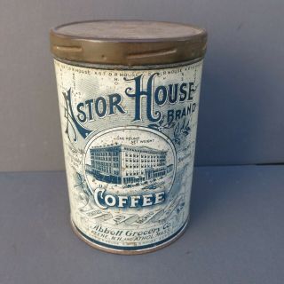 Vintage Tall 1 Pound Coffee Tin - Astor House