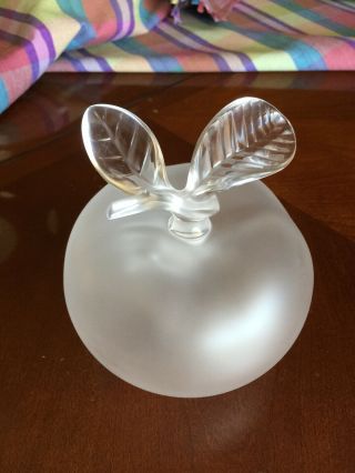 Lalique French Frosted Glass,  Vintage Large Apple Perfume Bottle - Grand Pomme