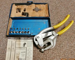 Vintage Whitney - Jensen No.  5 Jr.  Hand Punch With Metal Case And Bits - Usa