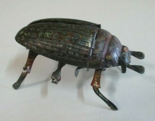 Antique Tin Wind - Up Beetle Bug Toy With Flapping Wings - Lehmann - Germany