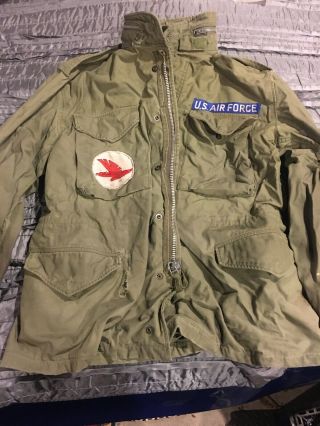 Vintage Old 1970s Us Air Force Cold Weather Field Coat Military Jacket Vietnam