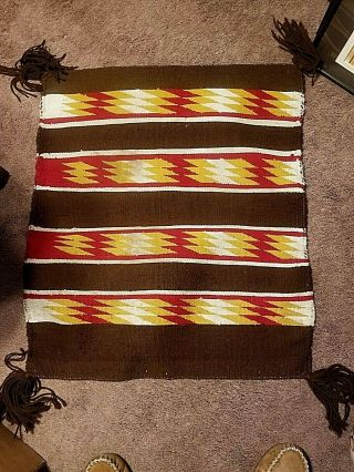 Vintage Chinle Navajo Indian Saddle Blanket Eye Dazzler Weaving Rug Great Colors