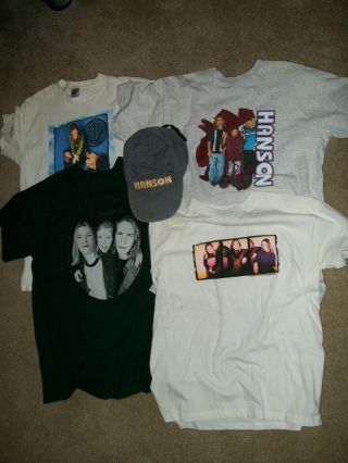 (4) Vintage Hanson T Shirts and Hat XL,  L,  L,  Youth XL 2