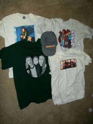 (4) Vintage Hanson T Shirts and Hat XL,  L,  L,  Youth XL 3