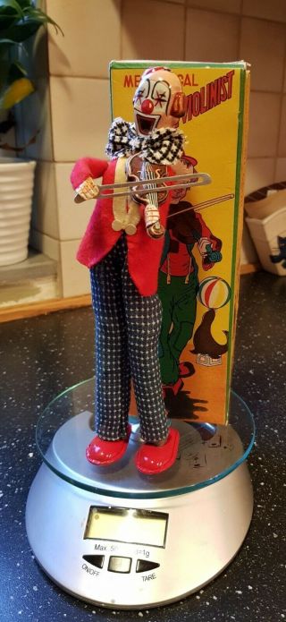 T.  P.  S Mechanical Happy The Violinist Clown Antique Wind Up Toy,  Box - 2