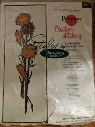 Vintage Paragon Creative Stitchery Embroidery Sunflower Picture Kit 0107