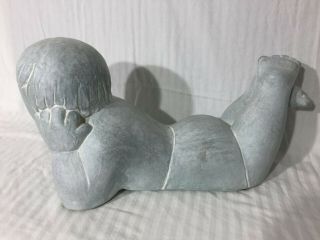 Isabel Bloom VERY RARE Pondering Child Laying Down Concrete Sculpture 2