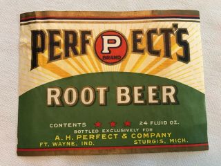 Perfect’s Vintage Root Beer Label,  Ft.  Wayne,  Ind,  Sturgis,  Michigan