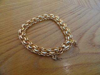 Vintage A&z 12k Gold Fill Charm Bracelet 17.  7 Grams 7 1/4 " Long 3/8 " Wide