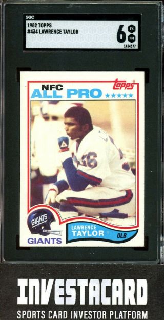 1982 Topps Lawrence Taylor York Giants 434 Vintage Football Card Sgc 6 Hof