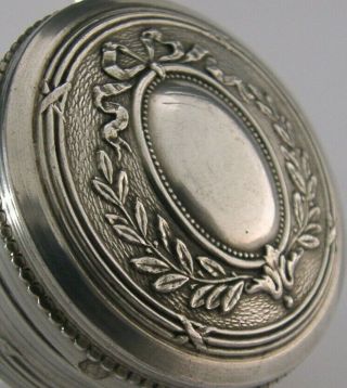 French Sterling Silver Snuff Or Pill Box C1910 Antique