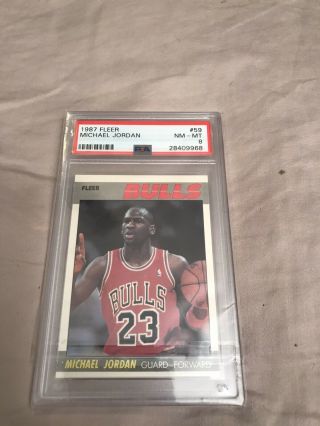 1987 - 1988 Fleer Michael Jordan Chicago Bulls 59 Basketball Card Second Year
