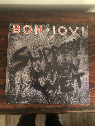 Vintage 1986 Bon Jovi Slippery When Wet Vinyl Lp Record