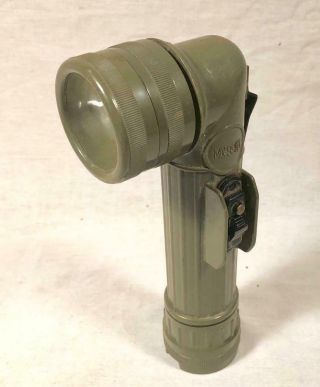 Vintage Vietnam Era Fulton Mx - 991/u Right Angle Od Green Flashlight Us Army