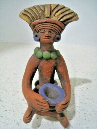 Mayan Inca Aztec Terra Cotta Clay Figurine Vintage Mexico