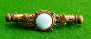 Antique Victorian German Pale Blue Stone Brooch Secret Sewing/etui Brooch Pin
