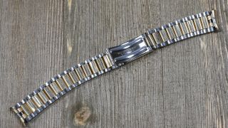 Vintage CRAFTEX Men ' s Two Tone Stainless Gold Film Trim 19mm Watch Band 2