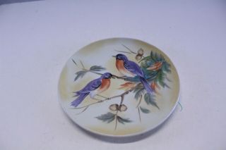 Vintage Lefton Hand Painted Porcelain Plate Blue Bird Design Japan Sl5882