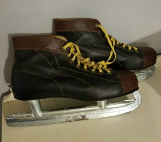 Vintage BILTRITE SPECIAL Ice Skates Mens Size 9 brown black leather 2