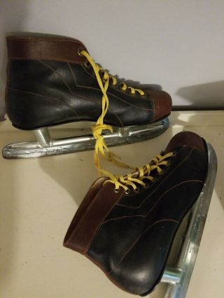 Vintage BILTRITE SPECIAL Ice Skates Mens Size 9 brown black leather 3