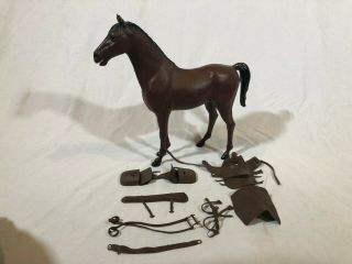 Vintage 1965 Louis Marx Johnny West Dark Brown Thunderbolt Horse Toy Figure 13”