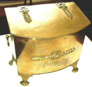 Antique Brass Coal Box/ Slipper Box/ Storage