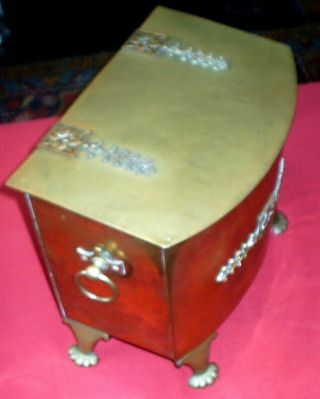 Antique Brass Coal Box/ Slipper Box/ Storage 3