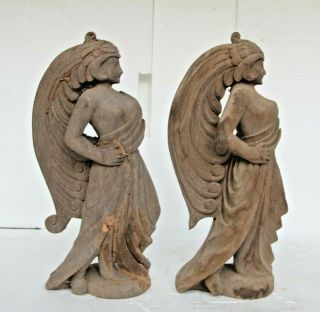 12.  5 " Hand Carved Gothic Arab Lady Style Wood Sculptures
