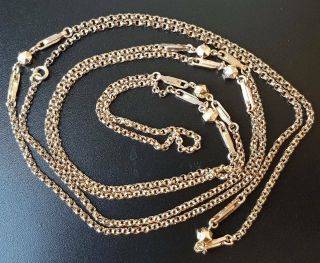Antique Victorian Rose Rolled Gold Fancy Link Guard Muff Chain Necklace