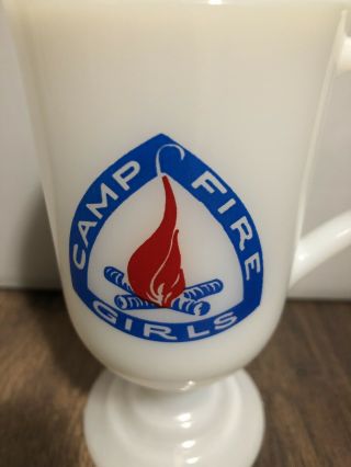 Vintage Camp Fire Girls Milk Glass Cup Mug - Girl Scout Collectibles 3
